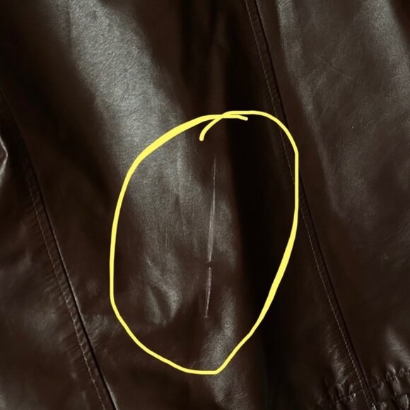 Vintage Brown Leather Coat Felt Lined Pockets Button Closure Mid-Length Size XL - Picture 7 of 7